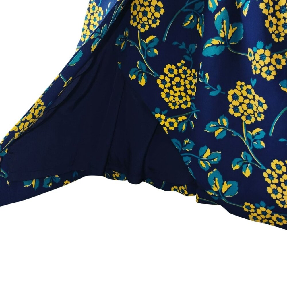 J Crew Womens 0‎ Navy Floral Wrap Dress Long Sleeve VNeck Belted Romantic Spring - Picture 2 of 11